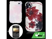 White Red Flower Back Case for Blackberry 8520 Curve