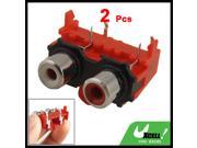 Right Angle AV Concentric Outlet Dual Female Jack RCA Socket Red 2 Pcs