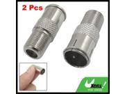 2 Pcs F Type Female to Female Jack Audio Video Converter Adapter Connector