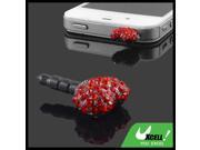Bling Red Crystal Inlaid Heart Shape 3.5mm Ear Cap for Mobile Phones