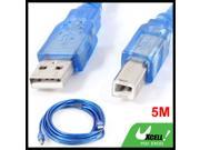 Blue 5M USB Type A Male to B Male Printer Extension Cable Cord