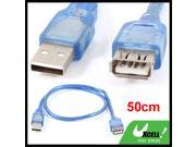 Blue 50cm USB Type A Male to A Female Extension Cable Cord
