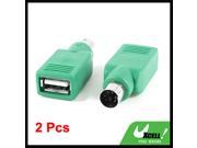 2pcs Green USB 2.0 Type A Male to PS 2 Male Keyboard Mouse Converter Adapter
