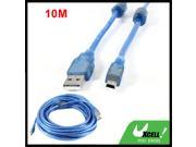 10M 33Ft USB 2.0 Male to Mini 5 Pin Male M M Adapter Extension Cable Blue