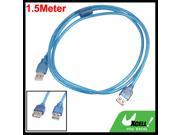 1.5 Meter Long USB 2.0 A Type Male Female Computer Entension Cable Blue