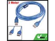 Blue USB 2.0 A Male to Female Computer Extension Cable 3 Meters