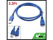 3.3Ft Premium Blue Super Speed USB 3.0 A Male to Micro B Male Cable