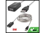 Clear Plastic Housing USB 2.0 Male to Female Repeater Extension Cable Cord 5M