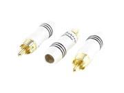 3 Pcs Gold Plated RCA Male Plug Solderless Audio Adapter Connector Ivory Black