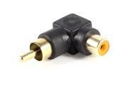 Right Angle Male Plug to Female Jack RCA Connector Audio Adapter Black