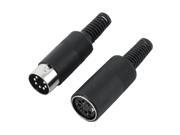 Pair Black DIN 7 Pin Female Male Plug Socket Audio AV Connector