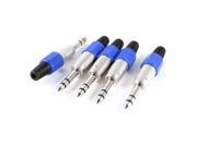5 Pcs 6.35mm 1 4 Stereo Male Plug Audio MIC Cable Adapter Connector Blue