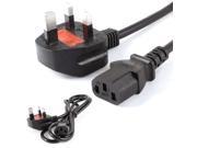 UK Plug to IEC320 C13 Adapter Scanner PC Power Cable 1.8M AC 250V 13A