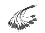 Blk Multiple 10 in 1 Cell Phone Game USB Charger Cable