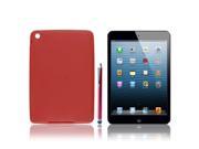 Red Soft Silicone Skin Case Cover Protector w Screen Touch Pen for iPad Mini