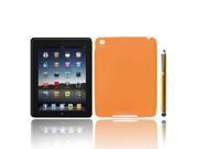Unique Bargains Orange Soft Silicone Skin Case Cover Shell Protector Stylus Pen for iPad Mini