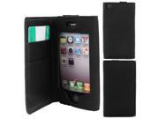 Black PU Leather Magnetic Closure Card Holder Phone Case for iPhone 4 4S