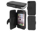 Black Magnet Closure Card Slot Phone Flip Case Cover for iPhone 4 4G 4S 4GS