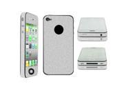 Silver Tone Vinyl Front Back Screen Protector Button Edge Sticker for iPhone 4G