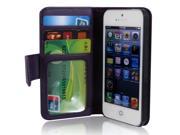 Dark Purple Faux Leather Magnetic Flip Case Cover Pouch Holder for iPhone 5 5G