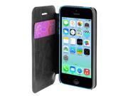 Black Faux Leather Flip Stand Pouch Case Cover for Apple iPhone 5C