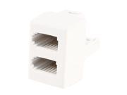 UK BT 6P4C Male to Dual Female Plug Adapter Connector Off White
