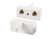 2 Pcs BT RJ11 6P4C UK Male to Dual 6P4C US Female Telephone Adapter