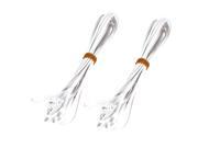 2 Pcs White 6P2C RJ11 Male to Male Noodles Telephone Phone Straight Cable 6ft