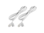 2 Pieces White 6P2C RJ11 Male to Male Flat Telephone Phone Straight Cable 1.5M