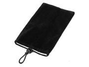 Black Flannel Rectangle Shape Pouch Bag Holder for 4 Screen Cell Phone