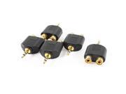 Double RCA Female to 3.5mm Male f m Stereo Audio Connector 5 Pcs