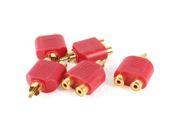 5 Pcs Red RCA Male to 2 RCA Female M F Audio Adapter Connector