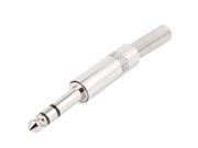 6.35mm Stereo Jack Spring Audio Connector Adapter Silver Tone