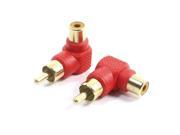 Unique Bargains 2Pcs RCA Male to Female Right Angle Audio Video Plug Connector Adapter
