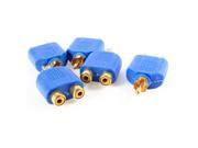 RCA Male to 2 RCA Female Stereo Audio Connector Splitter Blue Gold Tone 5 Pcs