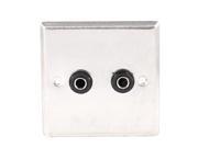Square Wall Panel Plate Dual 6.35mm 1 4 Female Audio Jack Sockets Silver Tone