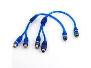 Blue Male to 2 Female RCA Speaker Splitter Cable Adapter 2 Pcs