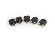 5 Pcs Double Female to Single Male F M RCA Plug Connector Adapter Black
