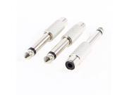 3 Pcs Silver Tone RCA Female to 6.35mm Mono Male Plug Jack Adapter Connector
