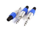 3 Pcs 6.35mm 1 4 Stereo Male Plug Audio Cable Adapter Connector Blue