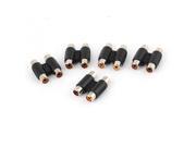 Unique Bargains 5pcs Female to Female 2 RCA Plug Audio Coupler Adapter Splitter Black