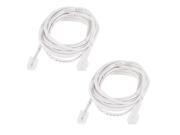 2 Pcs White 6P2C RJ11 Male to Male Noodles Telephone Phone Cable 6ft