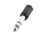 Unique Bargains Black 6.35mm Male to 3.5mm Female Coupler Extension Adapter Connector