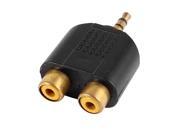 3.5mm Male to Dual RCA Female Gold Plated Splitter Adapter Black