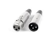 Metal XLR 3 Pin Female Male Plug Joint Audio Cable Connector Adapter