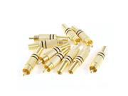 Audio Video RCA Male Metal Spring Connector Adapter Black Gold Tone 10 Pcs