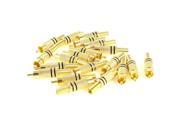20 Pcs Gold Tone Black Metal Spring RCA Male Plug Audio Connector Adapter