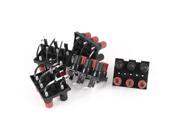 Unique Bargains Black Red Dual Row Wall Plated Speaker 6 Position 6 Pins Binding Post 5 Pcs