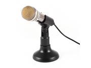 1.8M Cable 3.5mm Male Plug Jack KTV Karaoke Mini Microphone w Black Holder