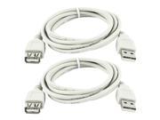 USB 2.0 Type A Male to Female Adapter Extension Cord Gray 1.4M 4.5 Feet 2 Pieces